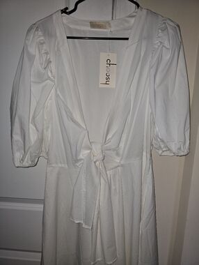Choosy White Tie-Front Dress  L/XL NWT